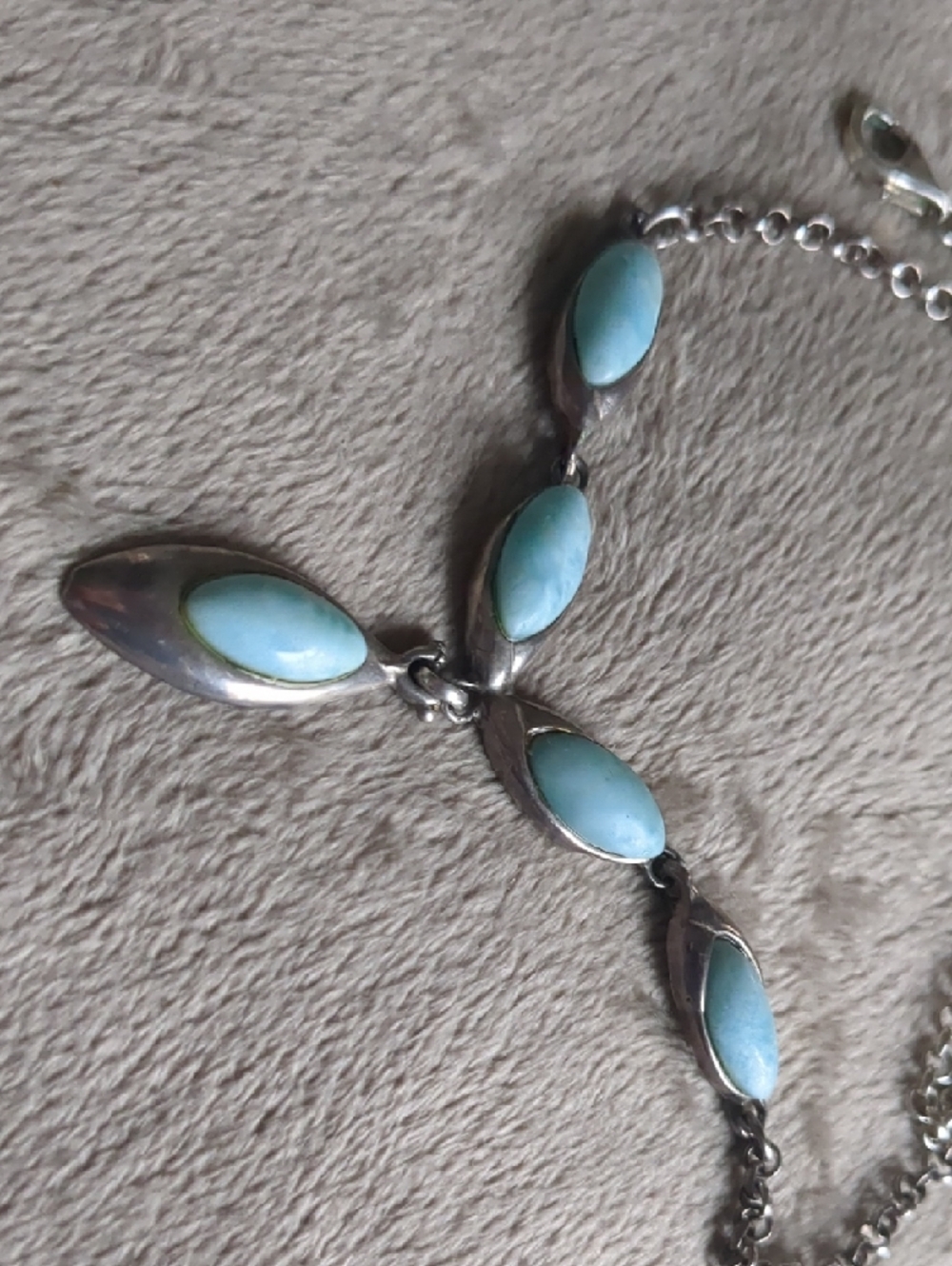 Sterling Silver Necklace with Light Blue Larimar - Picture 3 of 4